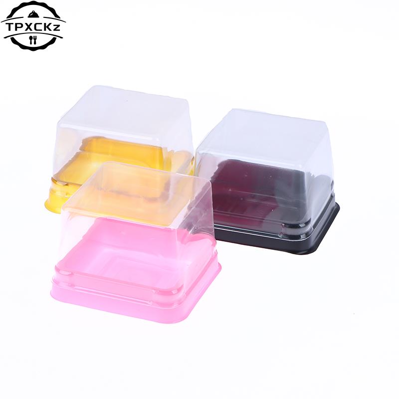 50pcs Plastic Square Moon Cake Boxes Egg-Yolk Puff Container Golden Packing Box Square Blister Egg Yolk Pastry Box
