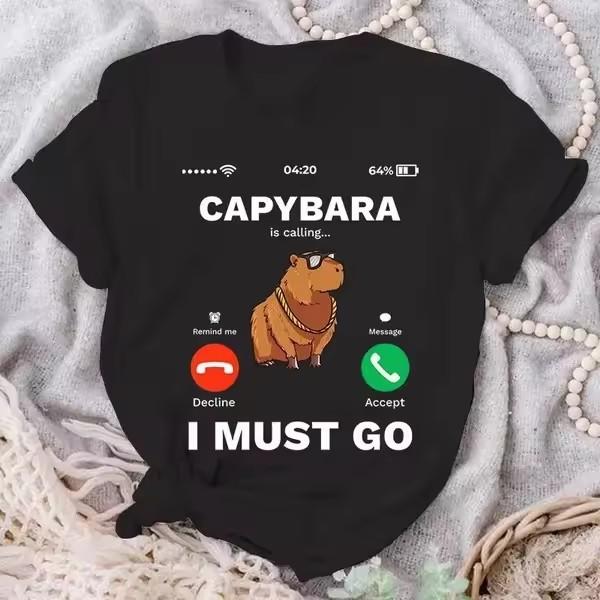 Capybara Ringer T-shirts Rolig Capibara Gnagare Djurälskare Humor T-shirt Dam Unisex Högkvalitativa Casual Kortärmade Toppar