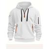 Frühling Herbst Herren Kapuzenpullover Reißverschluss Multi Pocket Besticktes Abzeichen Kapuzenpullover Sport und Freizeit Sweatshirt Kapuzenpullover & Sweatshirts (Herren)