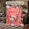 Floral Elegance Card 2 Theme Throw Blanket Custom Name Text Personalized Blanket Soft Cozy Blanket for Home Sofa Bed