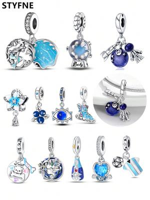Charms Silber Blau Ozean Auge Ozean Perlen Kupferbeschichtet Passend Charms KupferOriginal Armband Für Schmuckherstellung Diy Charm