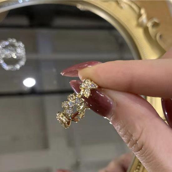 Bague de fiançailles ajustable style coréen avec papillons