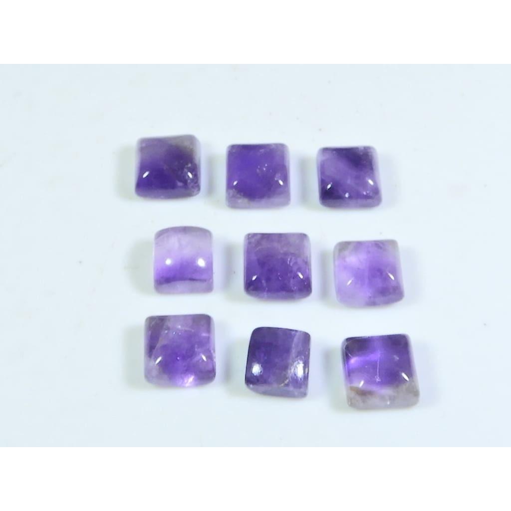 

8X8MM Natural Amethst Ring Size Square Cabochon Loose Gemstone 9 Pcs Lot A-428