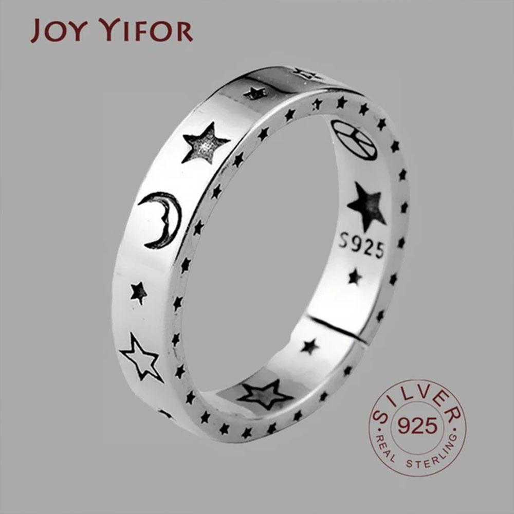 

BF CLUB Silver Color Rings for Women vantage adjustable stars moon Geometric Silver Wedding Fine Jewelry Minimalist Gift