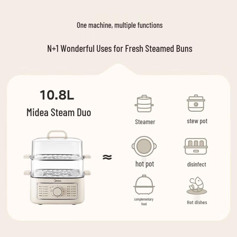 Midea 3-Layer 10.8L Electric Steamer