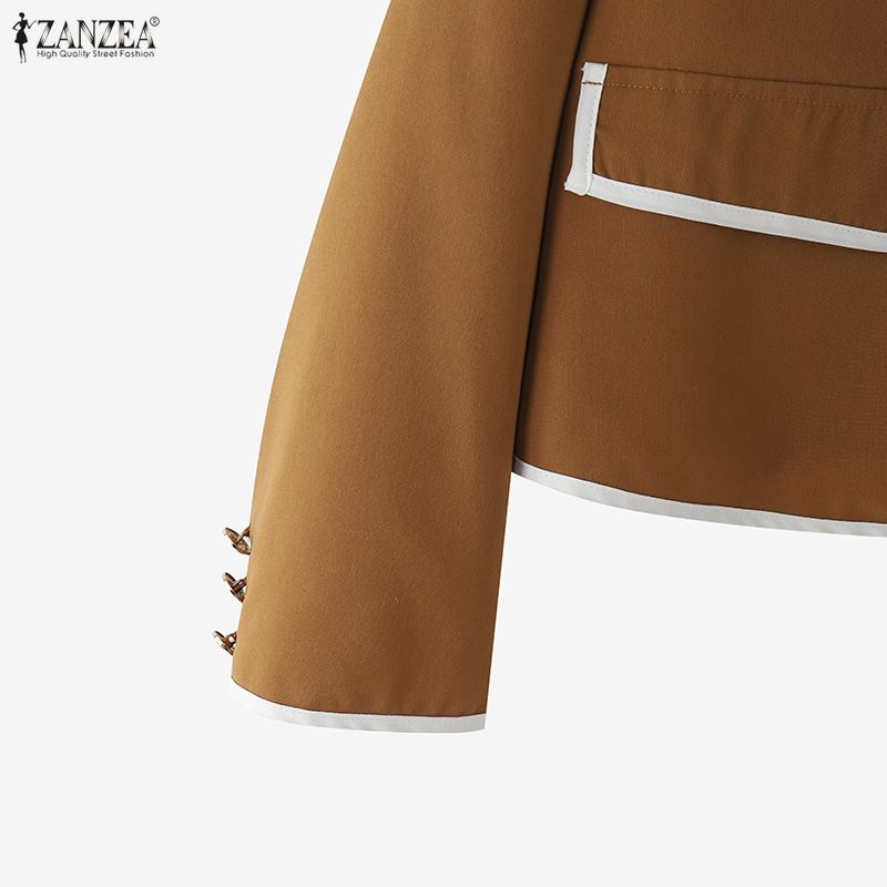 ZANZEA Women Casual Round Neck Loose Long Sleeve Blosue