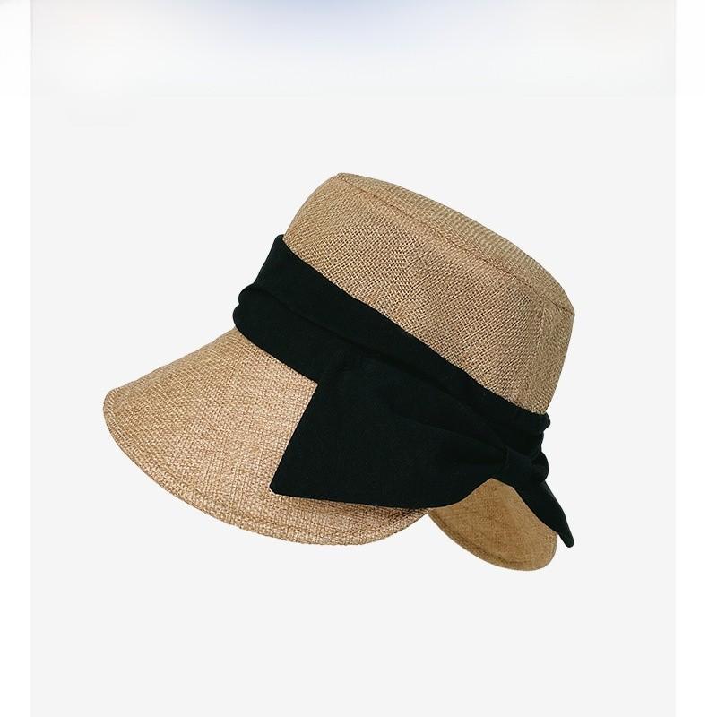 

Летняя льняная хлопковая шляпа-рыбачка с украшением в виде банта для повседневной носки на улице