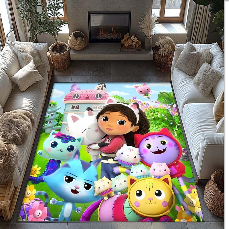 Gaby Dollhouse Printed Crystal Velvet Area Rug, Soft Anti-Slip Water Absorbent Floor Mat for Living Room Bedroom