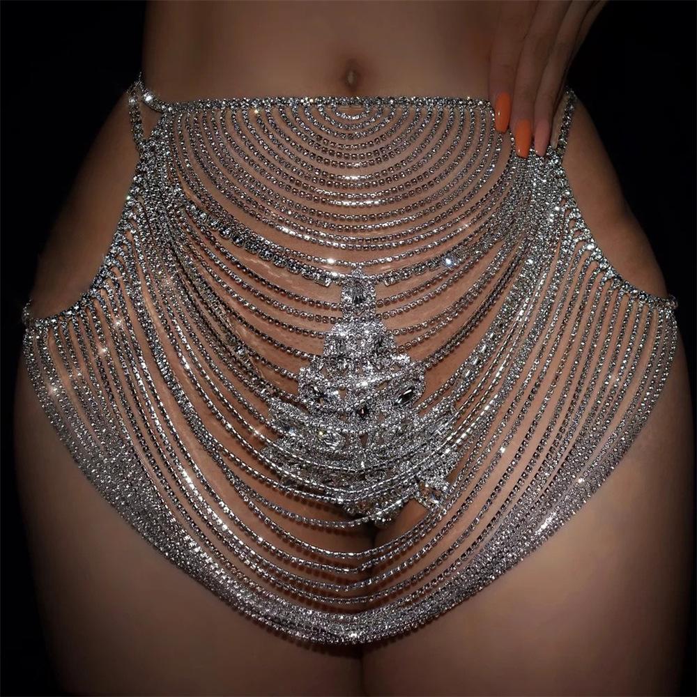 Fashion Accessories, Sexy Hollow Rhinestone Skirt, European And American Tassel Full Diamond Body Chain Women'S Body Chain