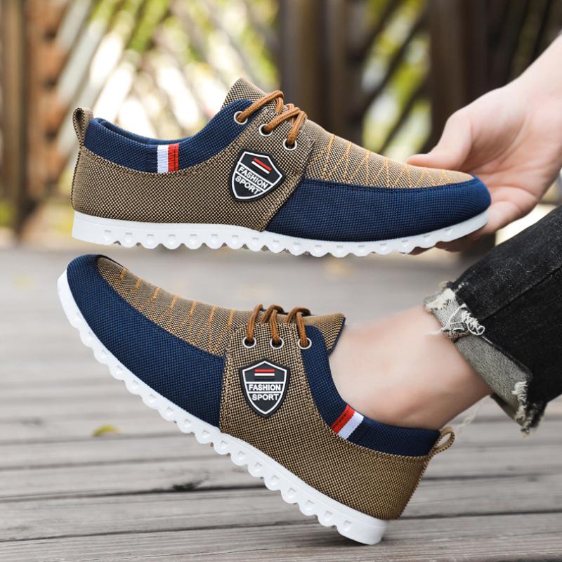 Męskie buty płócienne Jesienne siateczkowe oddychające męskie trampki Trend Lekkie wygodne wulkanizowane buty dla mężczyzn
