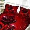 1pc Fitted Sheet Romantic Red Rose Printed 100% Polyester Breathable Bedding Set for Home Bedroom Decor Without Pillowcase