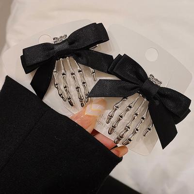 Halloween Bogen Schädel Clip Skelett Geist Hand Knochen Haarnadel Vintage Punk Gothic Persönlichkeit Frauen Mädchen Haarspangen Haar Zubehör