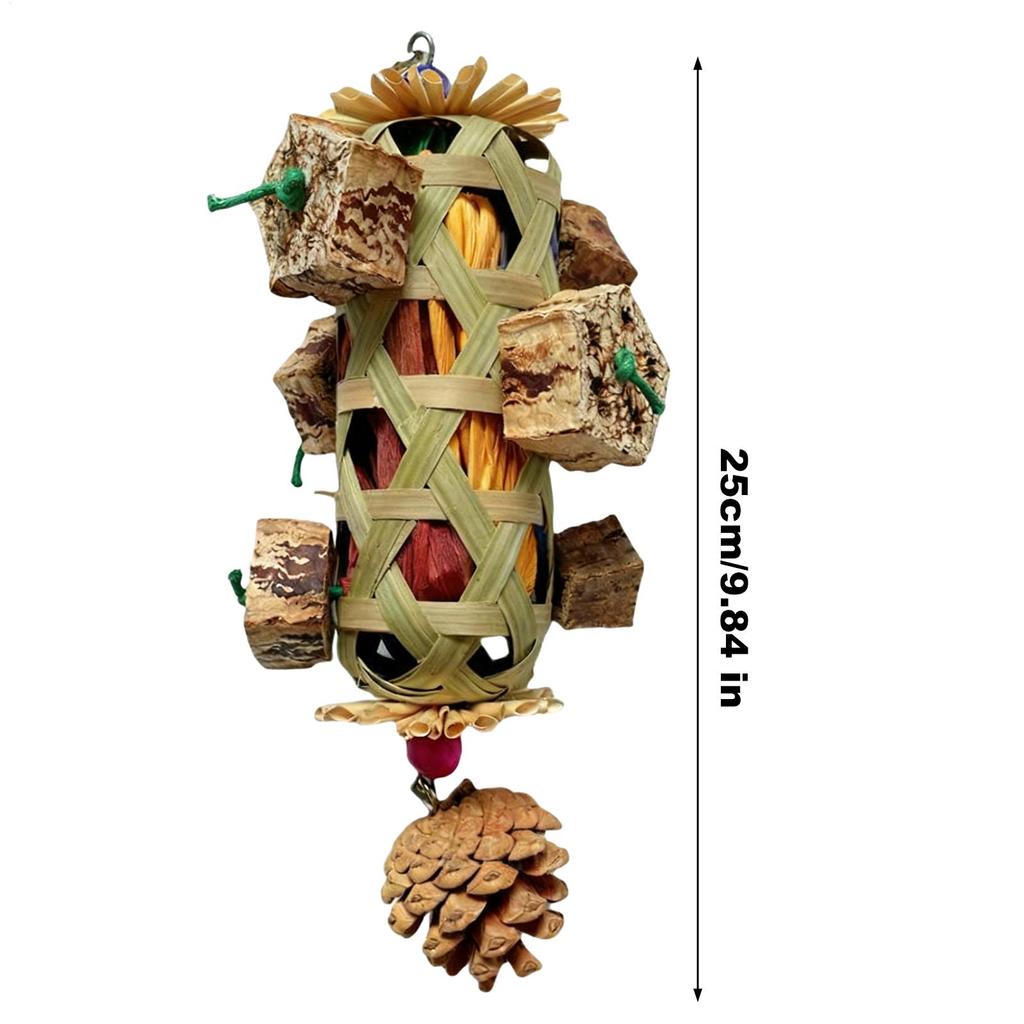 Parrot Hanging Bite Resistant Pet Bird Chew Toy Woven Colorful Parrot Foraging Basket Cornhusk Pinecone Toy For African birds