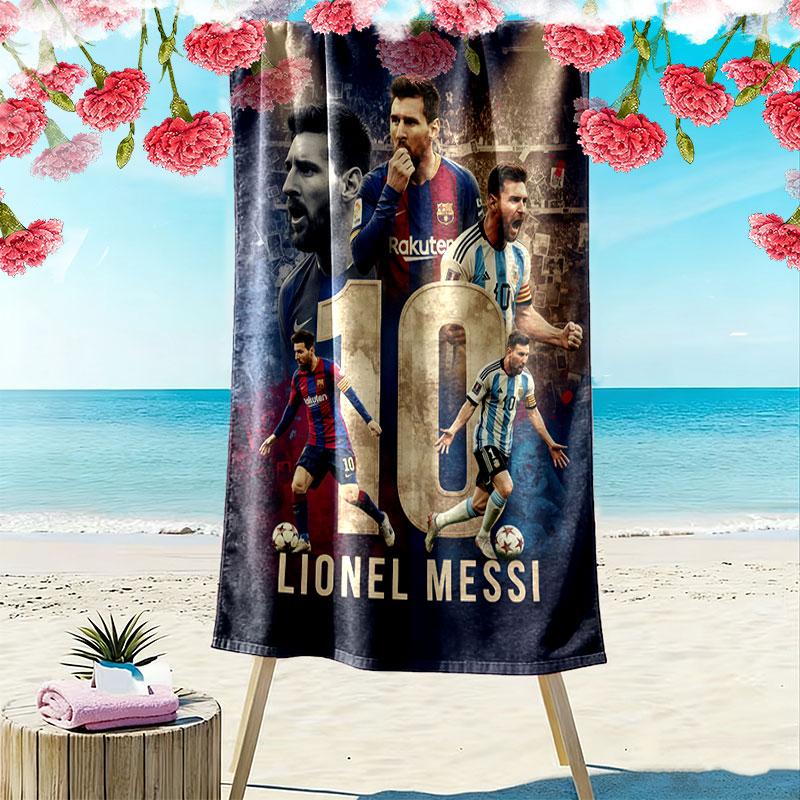 Asciugamano da Spiaggia con Stampa Leggendaria di Messi, Asciugamano Grande Morbido Asciugatura Rapida per Spiaggia Campeggio Nuoto
