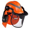 SAFEYEAR Professional Forestry Chainsaw Safety Helmet with Adjustable 27SNR Earmuffs and Mesh EN397 Approved for and Landscaping Visor. M-5009OR