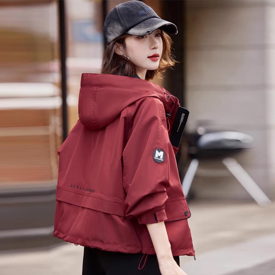 Spring and autumn coat women's new small short trench coat loose casual tooling jacket top