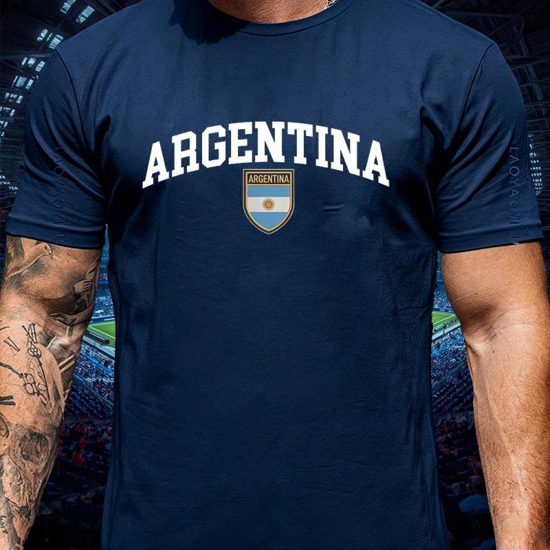 Maglietta Unisex Campione Argentina Sostenitore Grafica Stemma Nazionale Retrò Cotone Unisex Unisex Streetwear Maglietta Sportiva