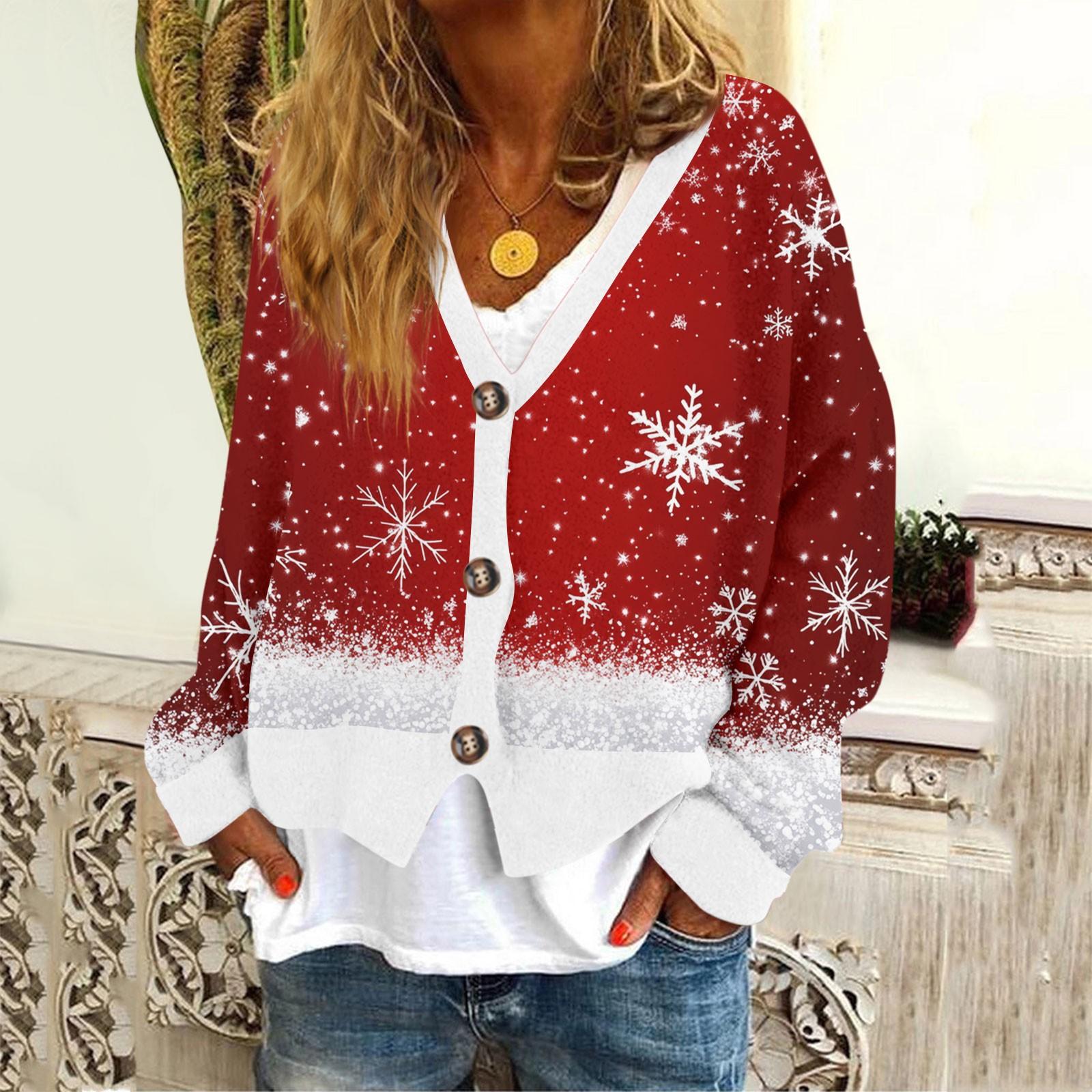 

Женское модное короткое пальто, повседневное, с длинным рукавом, с рождественским принтом, однобортный плюшевый топ XL винный