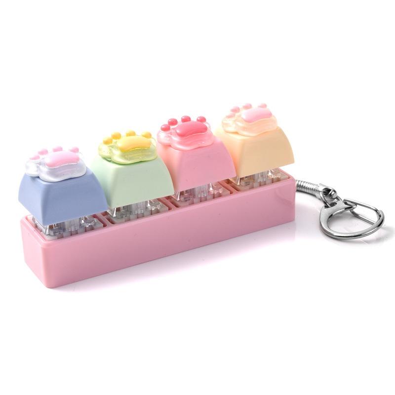 Adorable Cat Paw Stress Relief Keychain Soft Press Sensory Fidget Toy Portable for Office Worker Commute Anxiety Relief