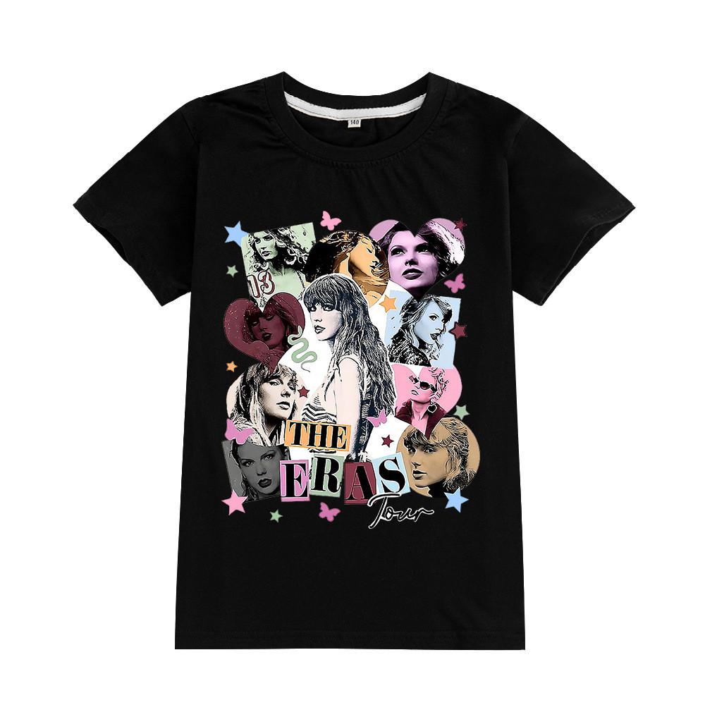 A946 Kids Boys Girls Taylor swift Print Short Sleeves T-shirt 100cm