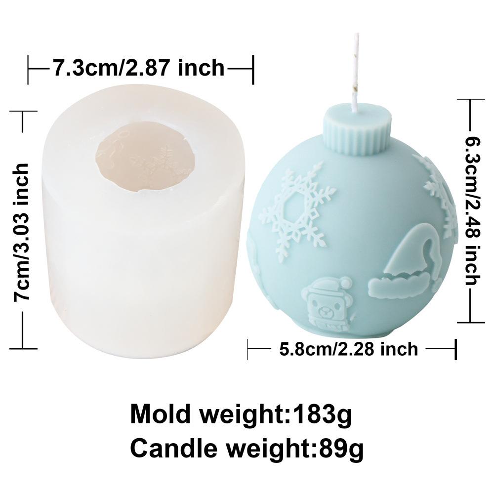 

3D Relief Snowflake Ball Candle Silicone Molds Geometric Stripe Spherical Aromath Plaster Soap Resin Mold Christmas Decor Gifts
