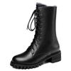 Fashion High Top Boots Women 2024 Thickened High Heel Lacing Double Zip Shoes for Women Mid Calf Boots Chunky Heel Platform Women Boots