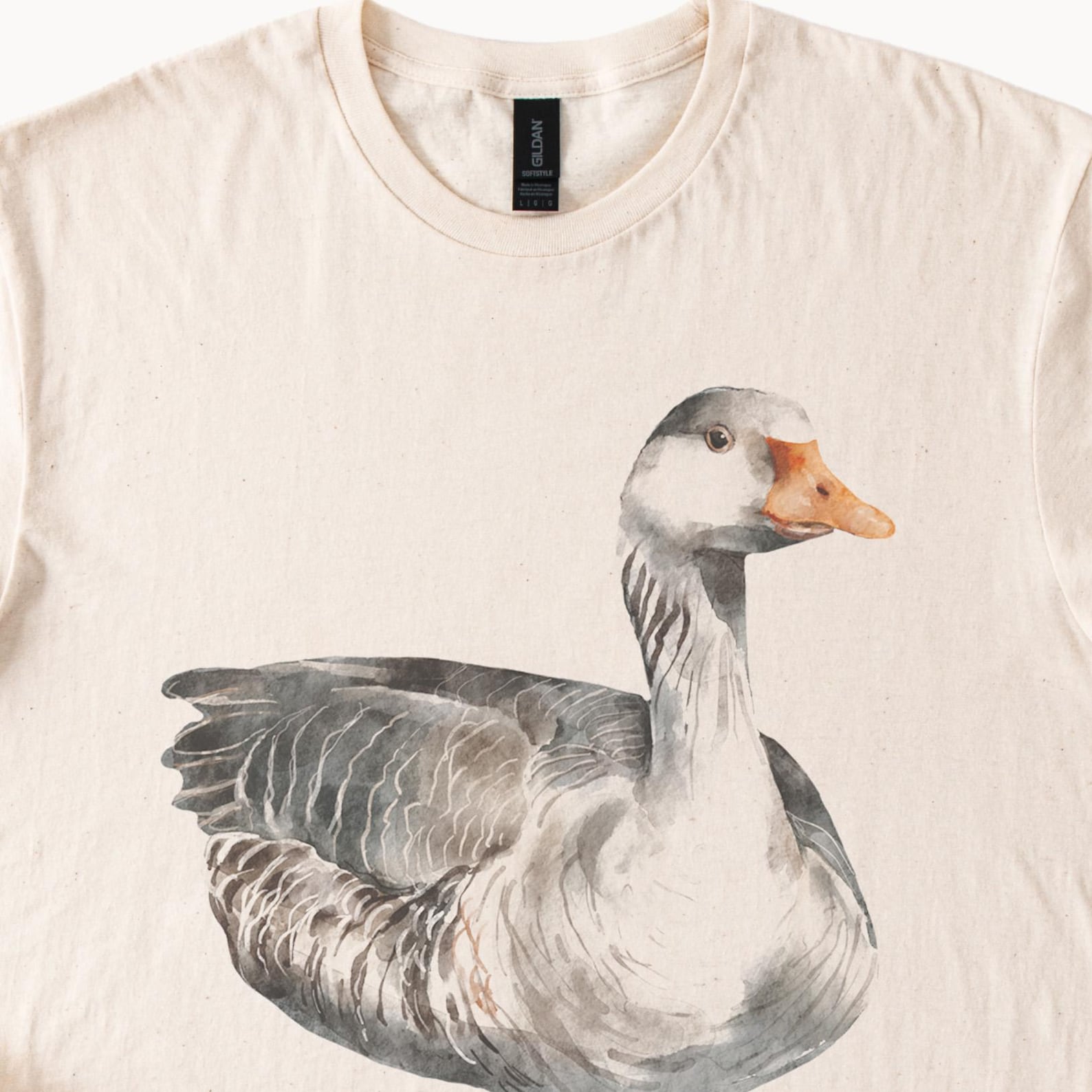 Watercolor Goose Graphic T Shirt Realistic Farm Bird Animal Art Tee Nature Lover Gift Hand Painted Style Wildlife Apparel Goose Shirt 140