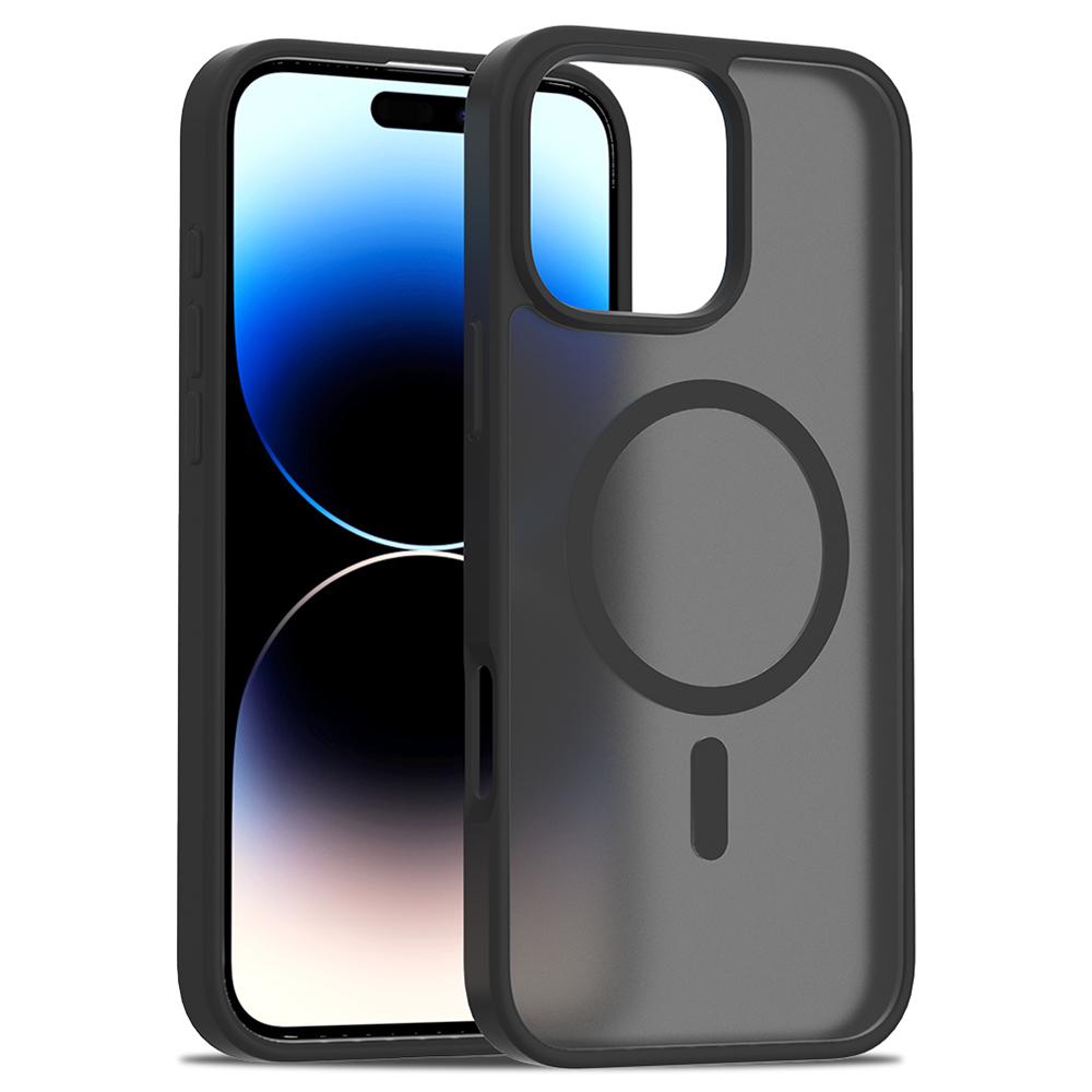 

For iPhone 16 Pro Max Compatible with MagSafe TPU Frame Acrylic Back Phone Cover Skin Touch A