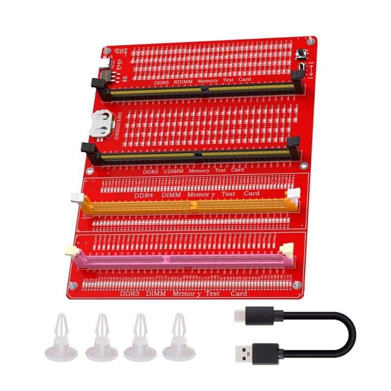 DDR3/4/5 RDIMM/UDIMM Memory Tester with LED USB C Power Supply