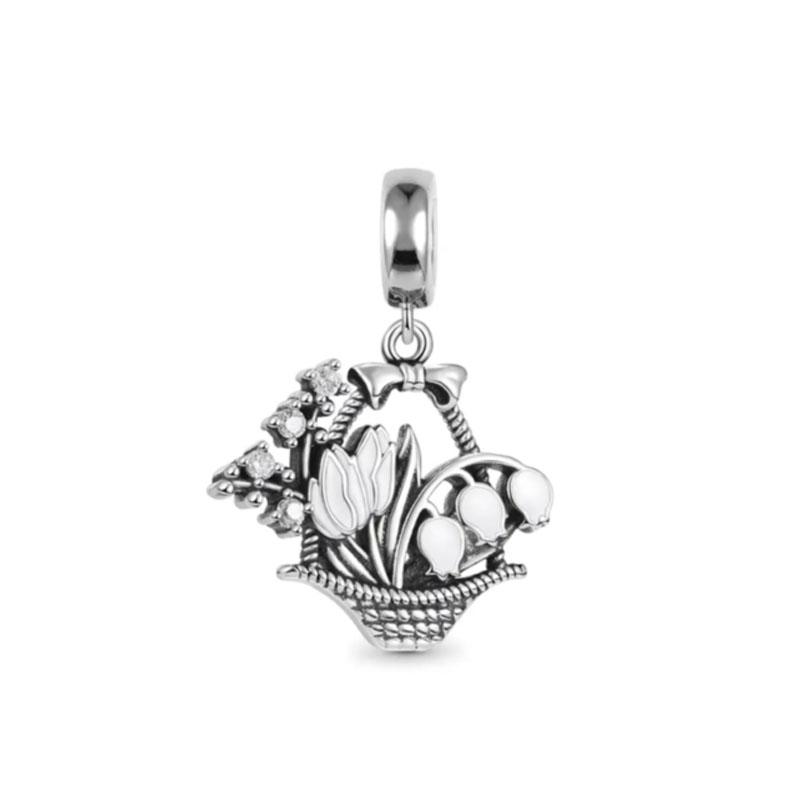 925 Silver Iris Pendant Fit Bracelets  Sunflower Tulip Autumn Pinecone DIY Butterfly Pendant Jewelry Gifts