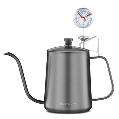 Easyworkz odkapávací konvice 600 ml s teploměrem Nerezová konvička s husím krkem [černá]