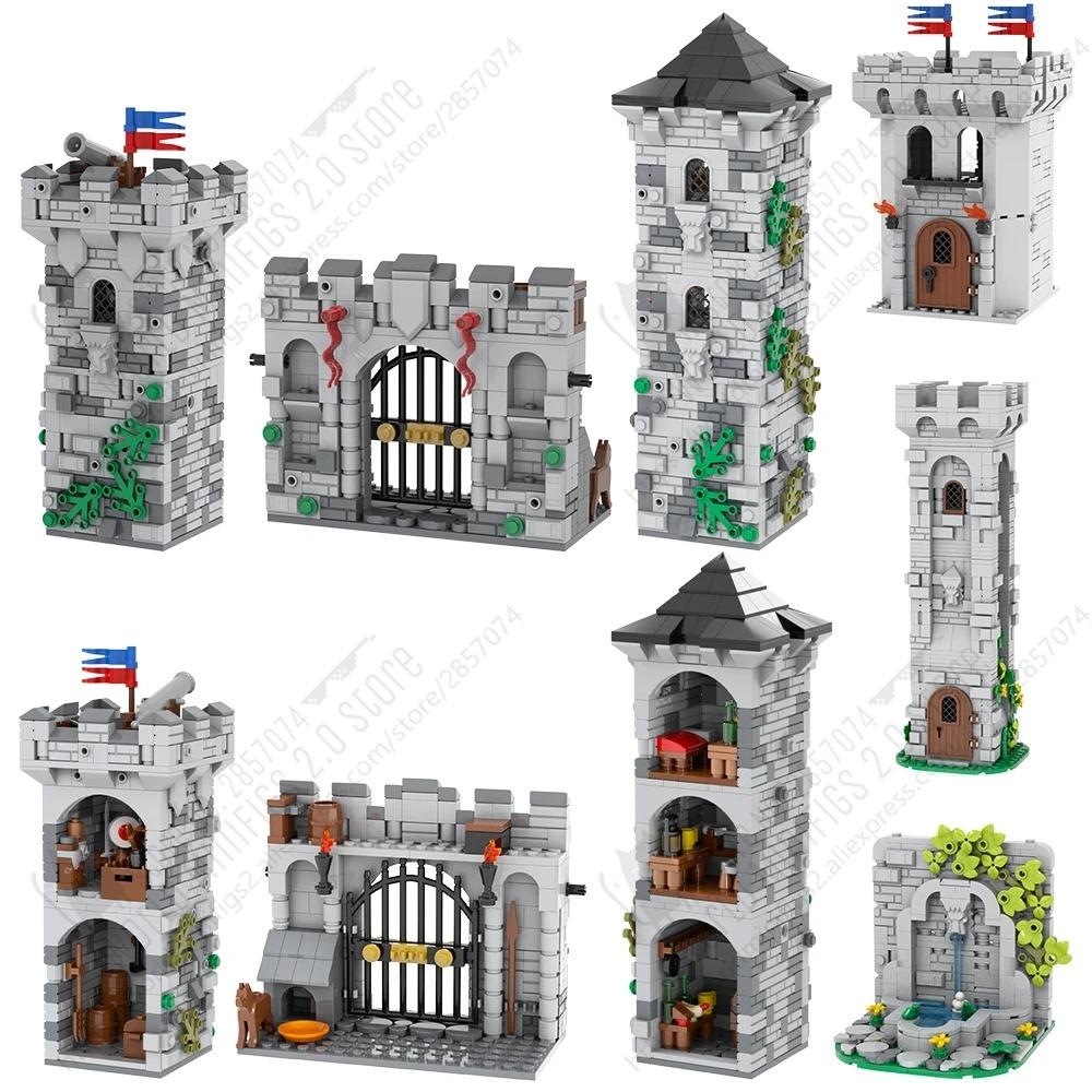 MOOXI MOC Medieval Castle City Wall Tower Architecture Military Building Blocks Adult Set Bricks Assembly Kids Toy Birthday Gift