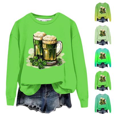 Moletom Feminino Casual de Manga Comprida Solto Estampado