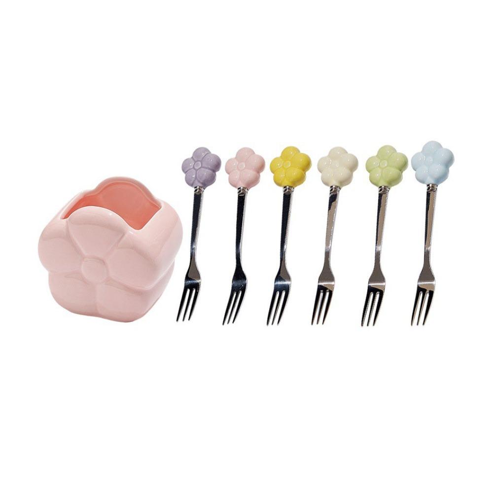 Creative Flower Fruit Fork Set Cartoon Fruit Stick Set  Kitchen Supplies