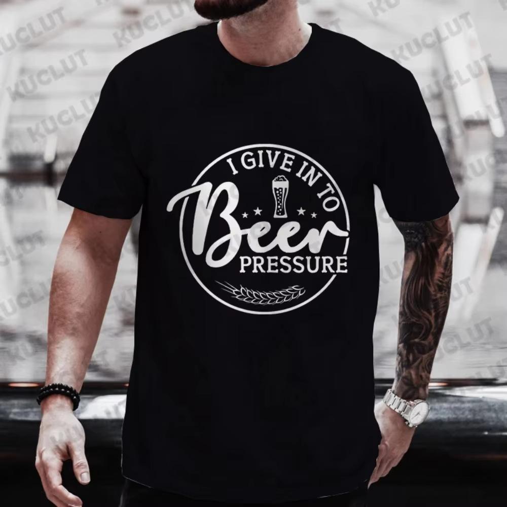

Футболка для мужчин «Я поддаюсь давлению пива», забавные графические топы, одежда 2000 года, футболки для мальчишников, пьющая команда, подходящая уличная одежда XXXXXL чёрный