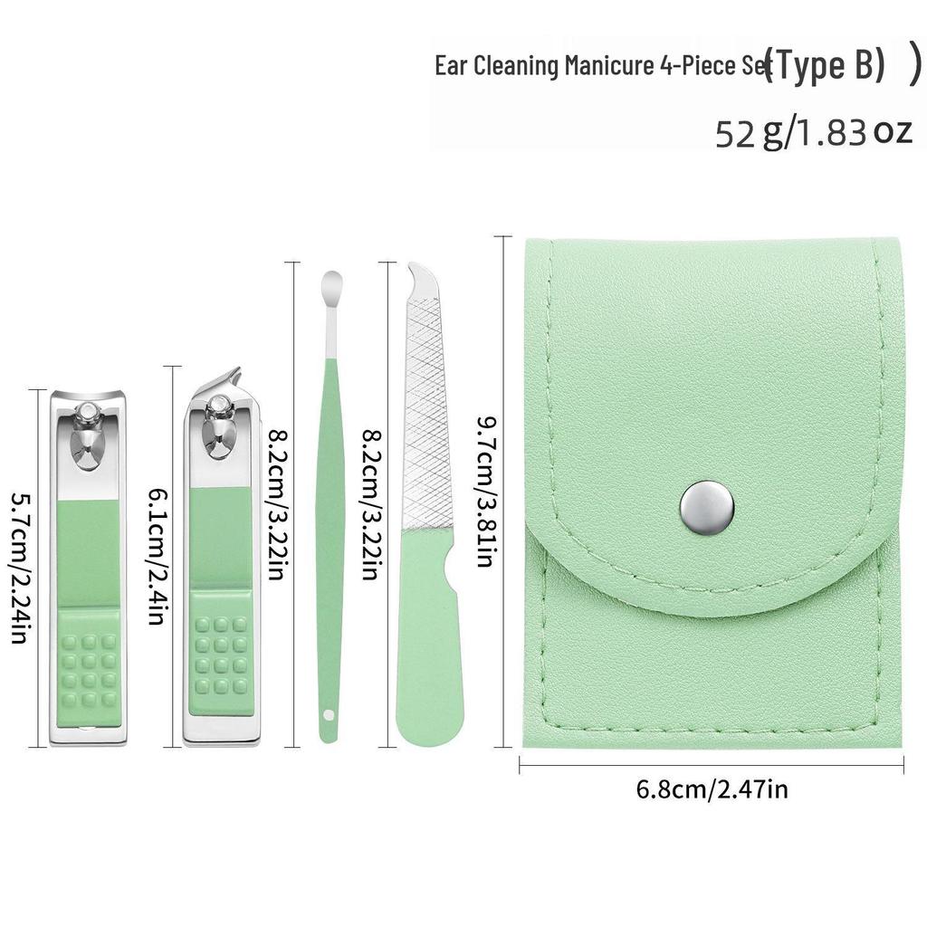 Nail Clipper & Angled File Set with Ear Pick - Manicure Tools for Women