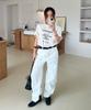 MIND BRIDGE WOMEN [W] Wide White Denim Pants
