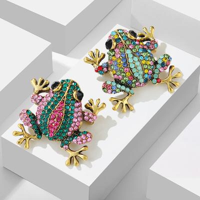 Spilla di Metallo Vintage Cartone Animato Moda Rana Carina Piccola Spilla Strass Accessori Abbigliamento Moda
