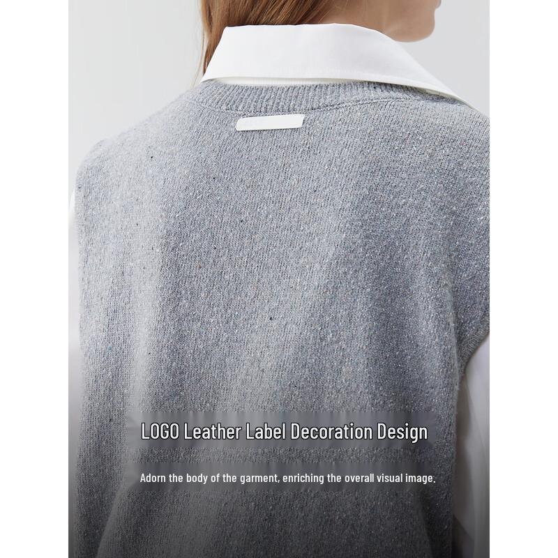 ELLE Faux Two-Piece Vest Shirt Knitted Sweater