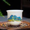 Sheep Fat Jade Ceramic Rose Tea Tasting Teacup, Personal Use Gongfu Set 