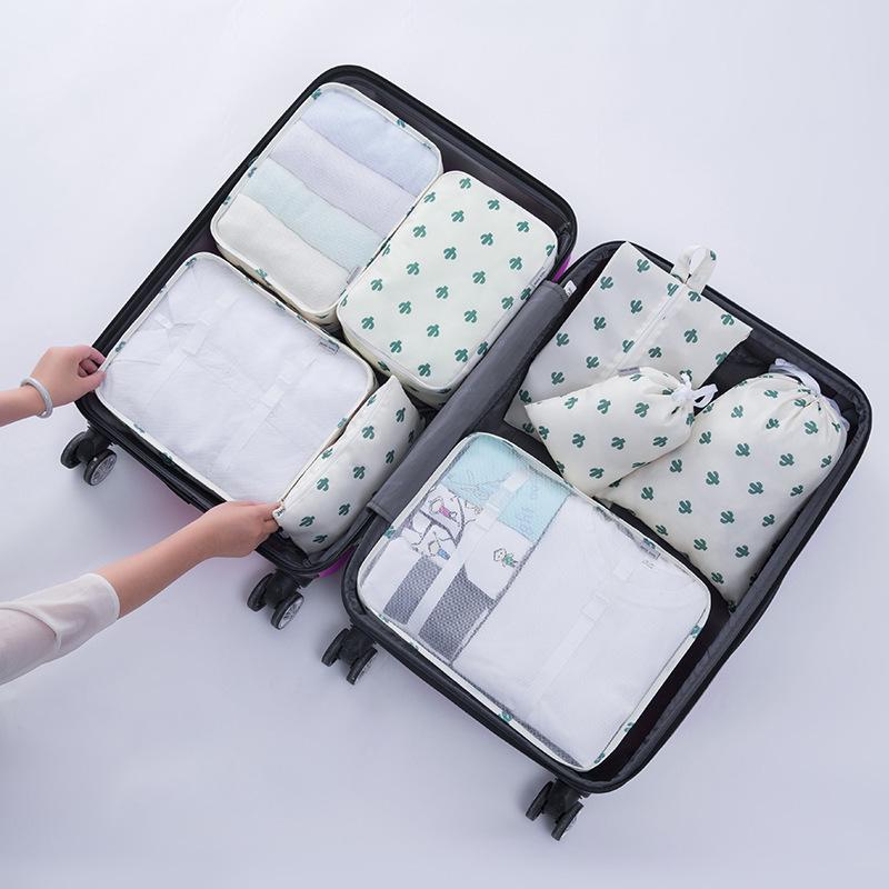 Travel Storage Bag Set Six-Piece Set Seven-Piece Eight-Piece Set Folding Toilet Bag Clothes Storage Bag Bundle Travel Bag