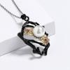 Ladies Inlaid Pearl Pendant Two-Color Pendant Necklace Black Gold Sweater Chain Necklace Women'S High-Quality Copper