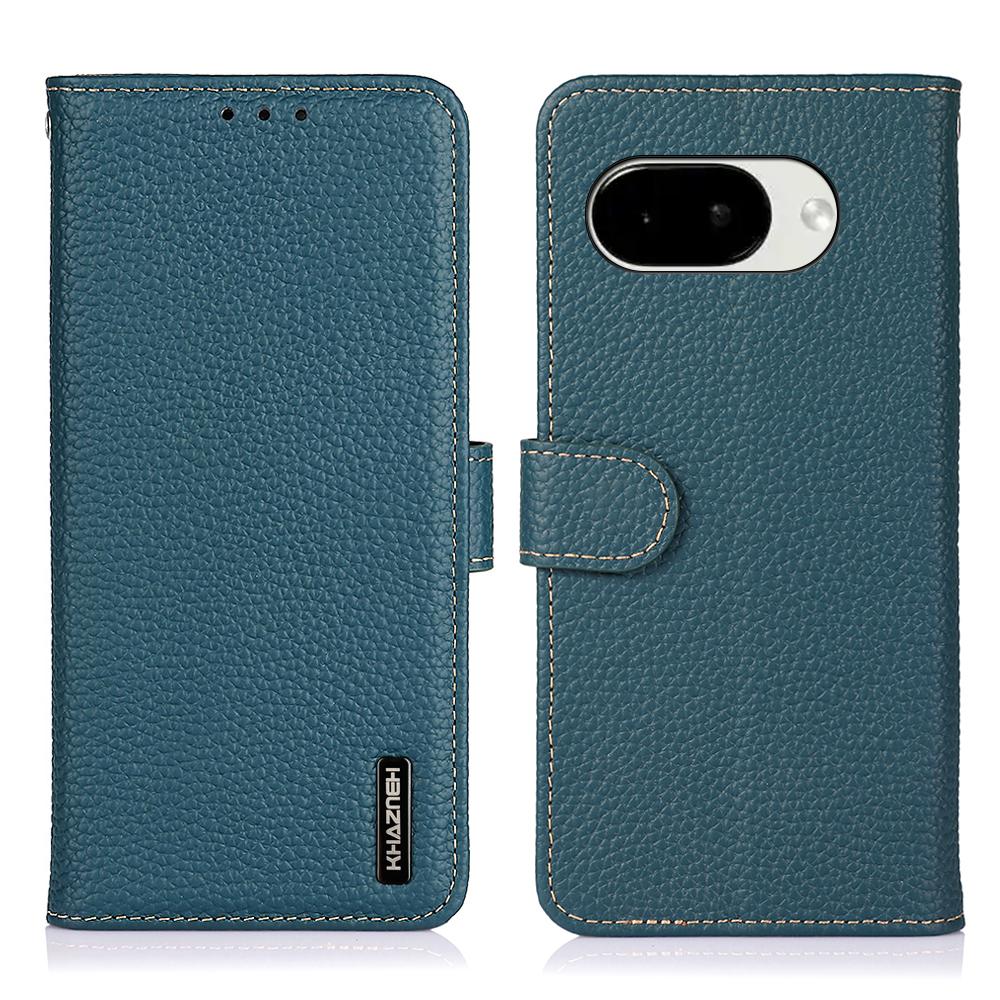 KHAZNEH For Google Pixel 10a Case Genuine Cow Leather Wallet Flip Phone Cover with Stand