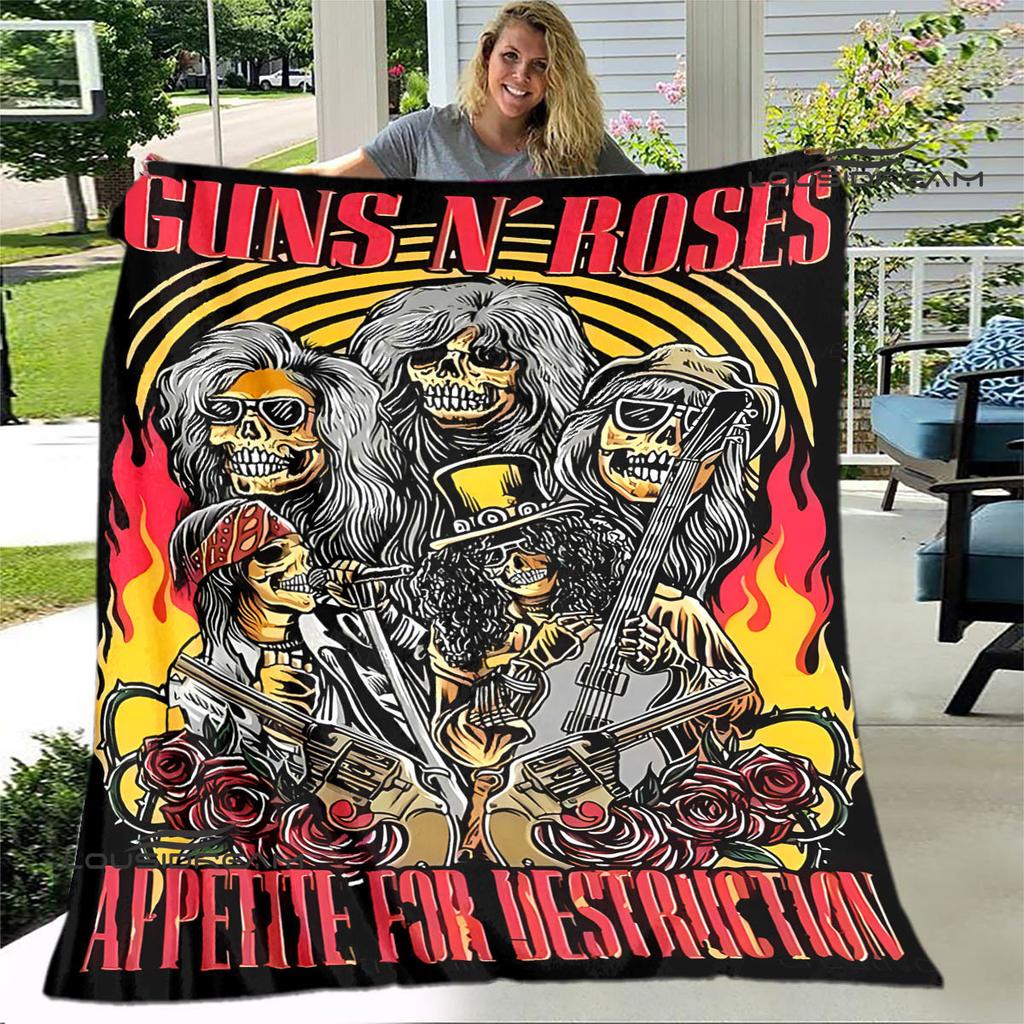 Guns n'roses band retro print blanket Flannel Soft Comfort Blanket Home Travel Blanket Kids Warm Blanket birthday gift