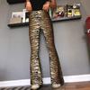 Jeans a zampa skinny a vita alta stampati Streetwear Donna