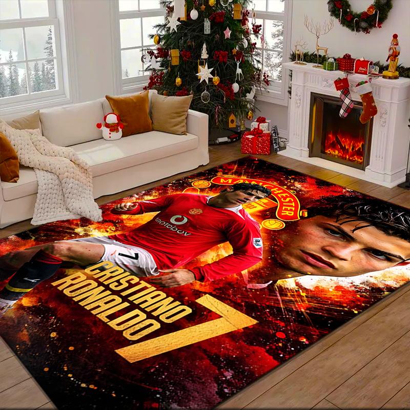 1PC Man United Soccer Action Rug Game Carpet, Floor Mat for Bedroom Living Room Entryway Rug, Home Decor Idea Gift for Christmas birthday