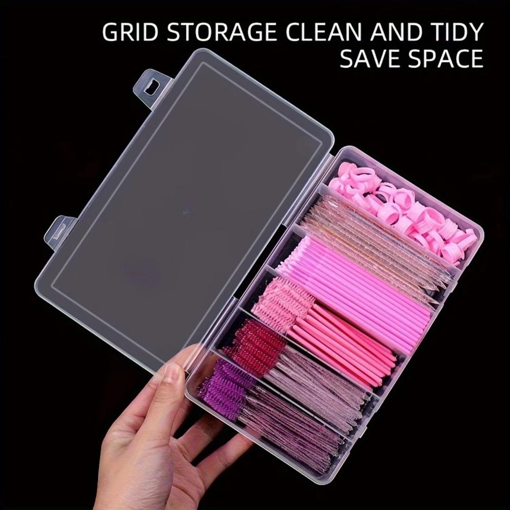 Snap Lid Eyelash Extension Storage Box 6-Compartment Storage Container  Glue Tweezers Tool