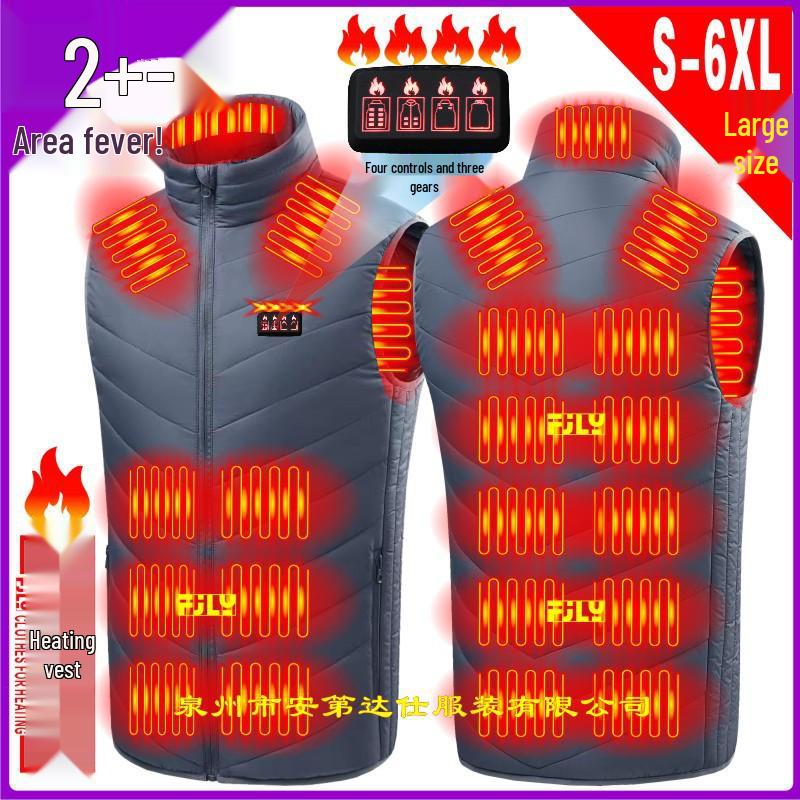 Unisex vyhřívaná vesta z uhlíkových vláken ovládaná přes USB se čtyřmi spínači