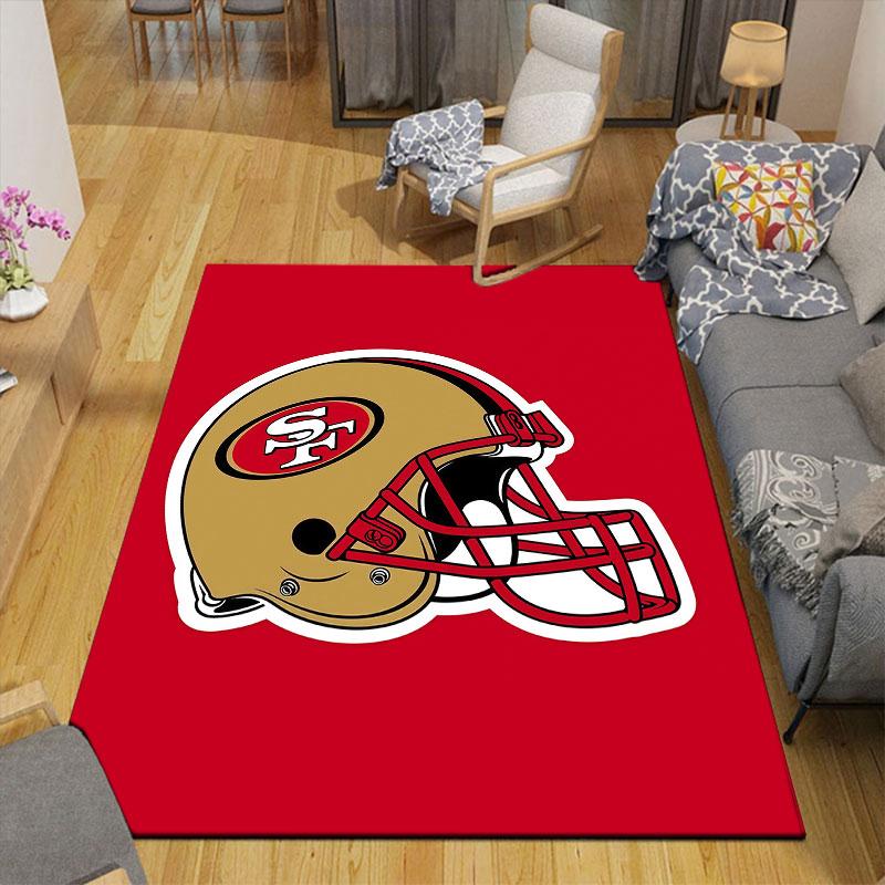San Francisco 49ers Flanell bedruckter Teppich, Heim-Sofadekoration für Wohnzimmer & Schlafzimmer, Rutschfeste Spiel-Flanell-Fußmatte für Spielzimmer