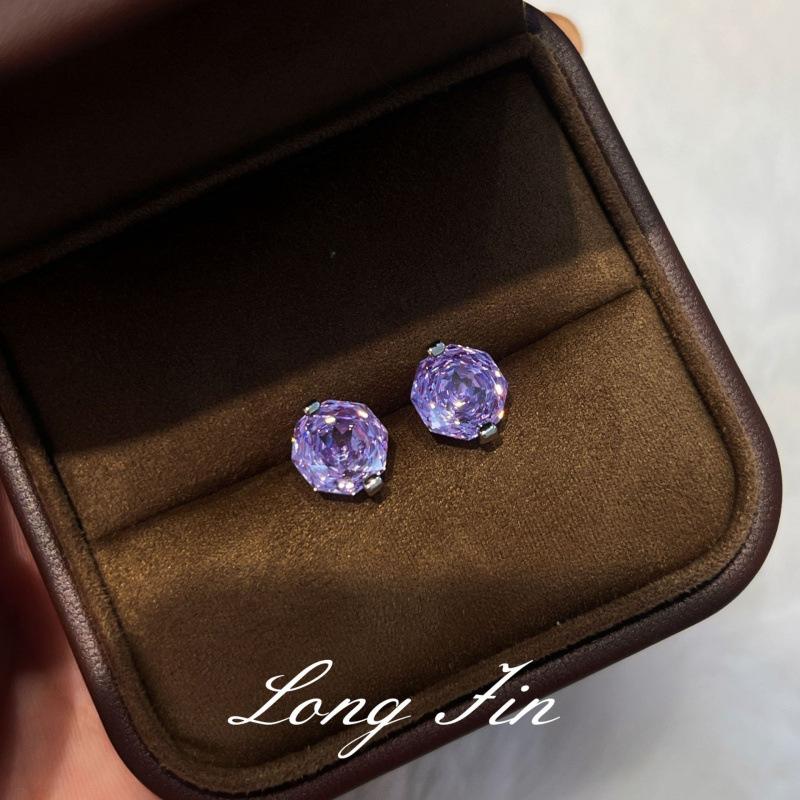 Millennium Rose Cut Violet Single Diamond Necklace Earrings Simple Premium Temperament Pull Collarbone Chain